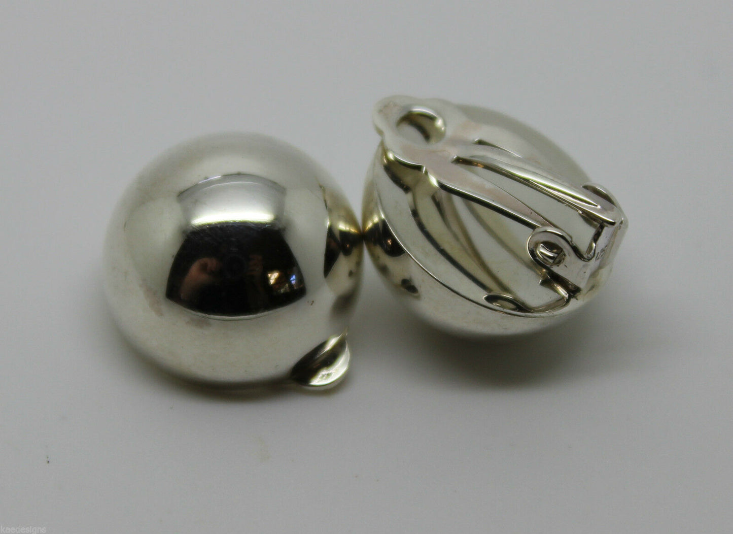 Genuine New Sterling Silver 925 Half 14mm Ball Round Earrings Clip-ons