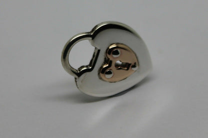 Solid Sterling Silver & 9ct Rose Gold Heart Padlock