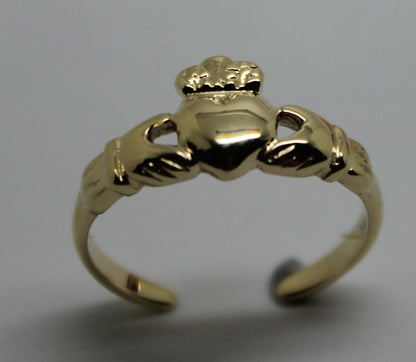 Genuine 9ct 9k Yellow, Rose or White Gold Irish Claddagh Toe Ring