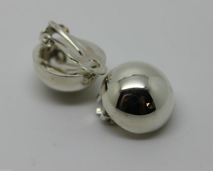 Genuine New Sterling Silver 925 Half 16mm Ball Round Earrings Clip-ons