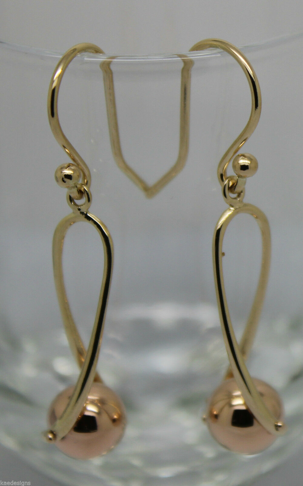 Kaedesigns New 9ct 9kt Yellow & Rose Gold 8mm Ball Drop Earrings