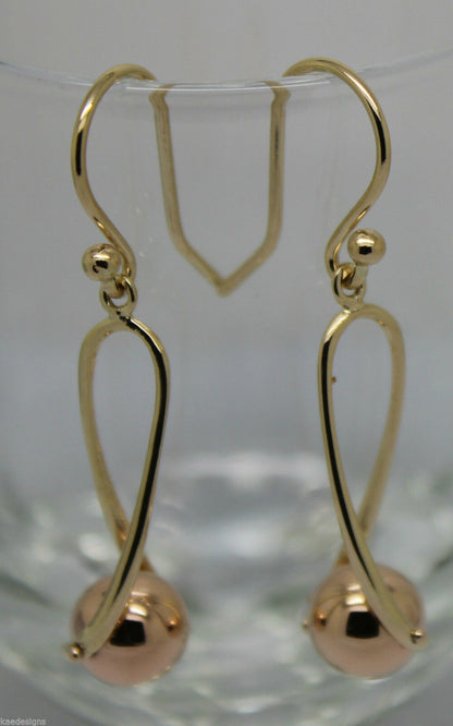 Kaedesigns New 9ct 9kt Yellow & Rose Gold 8mm Ball Drop Earrings