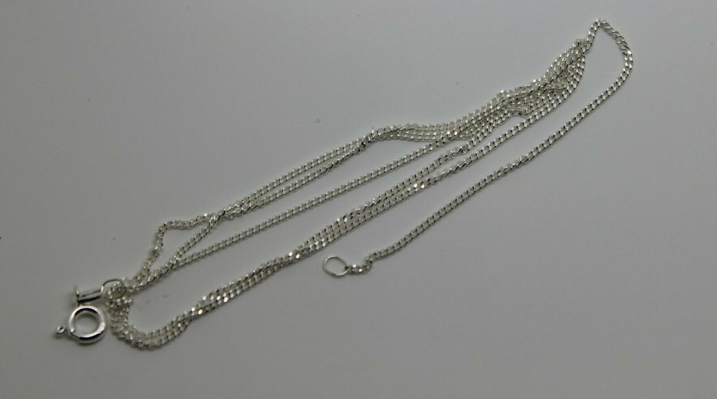 Genuine 925 Sterling Silver Kerb Curb Link Chain Necklace 55cm