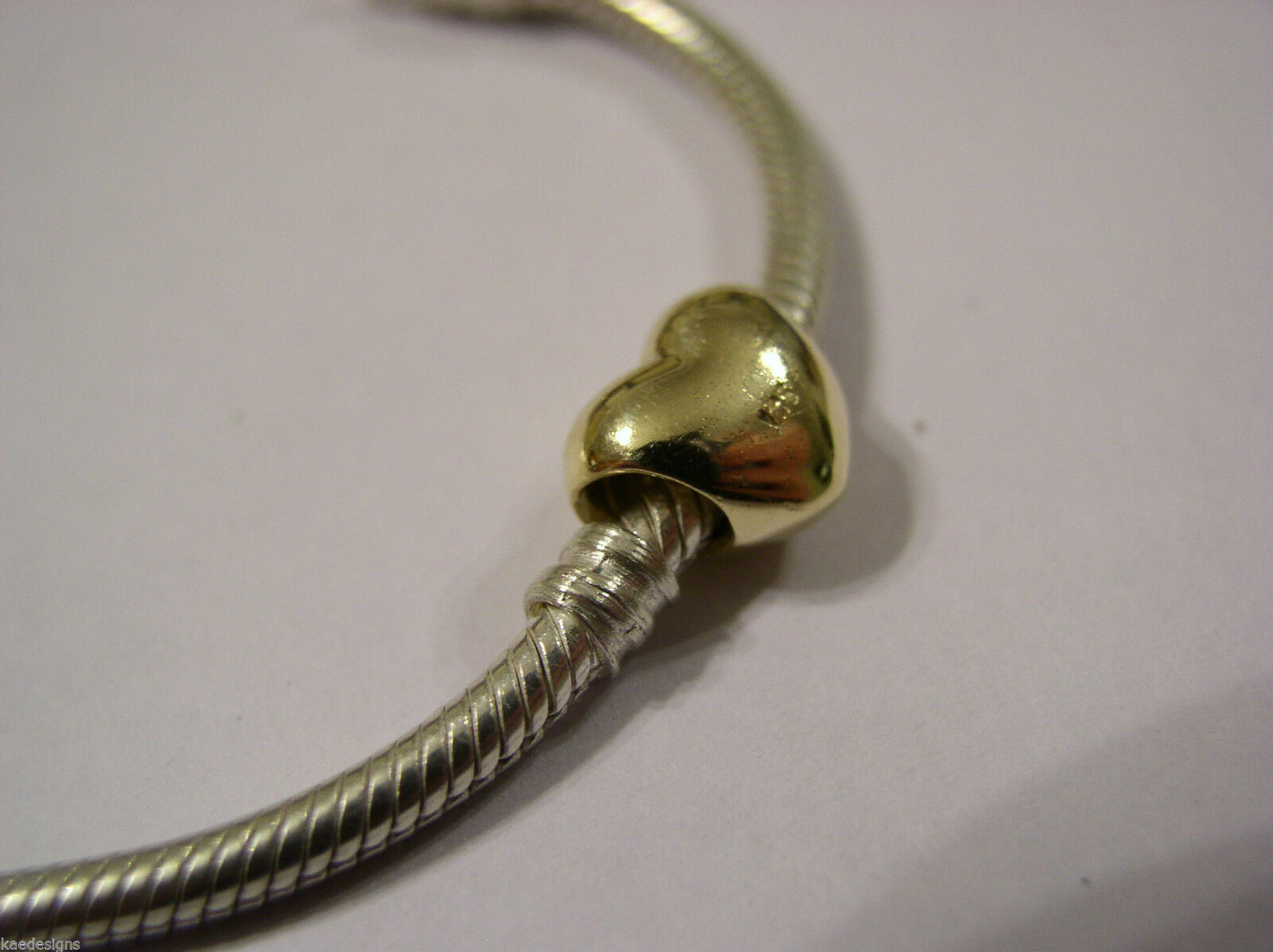 Kaedesigns, Genuine 9ct Yellow Or Rose Or White Gold Or Silver Heart Bead Charm