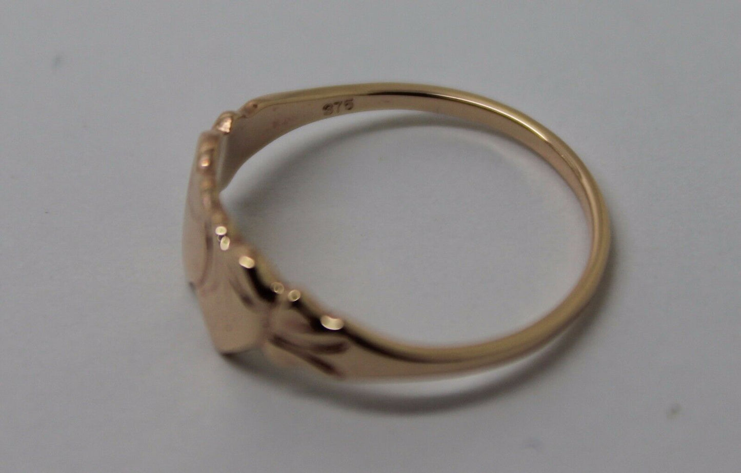 Size M Kaedesigns, Solid New 9ct 9kt Rose Gold Double Heart Signet Ring