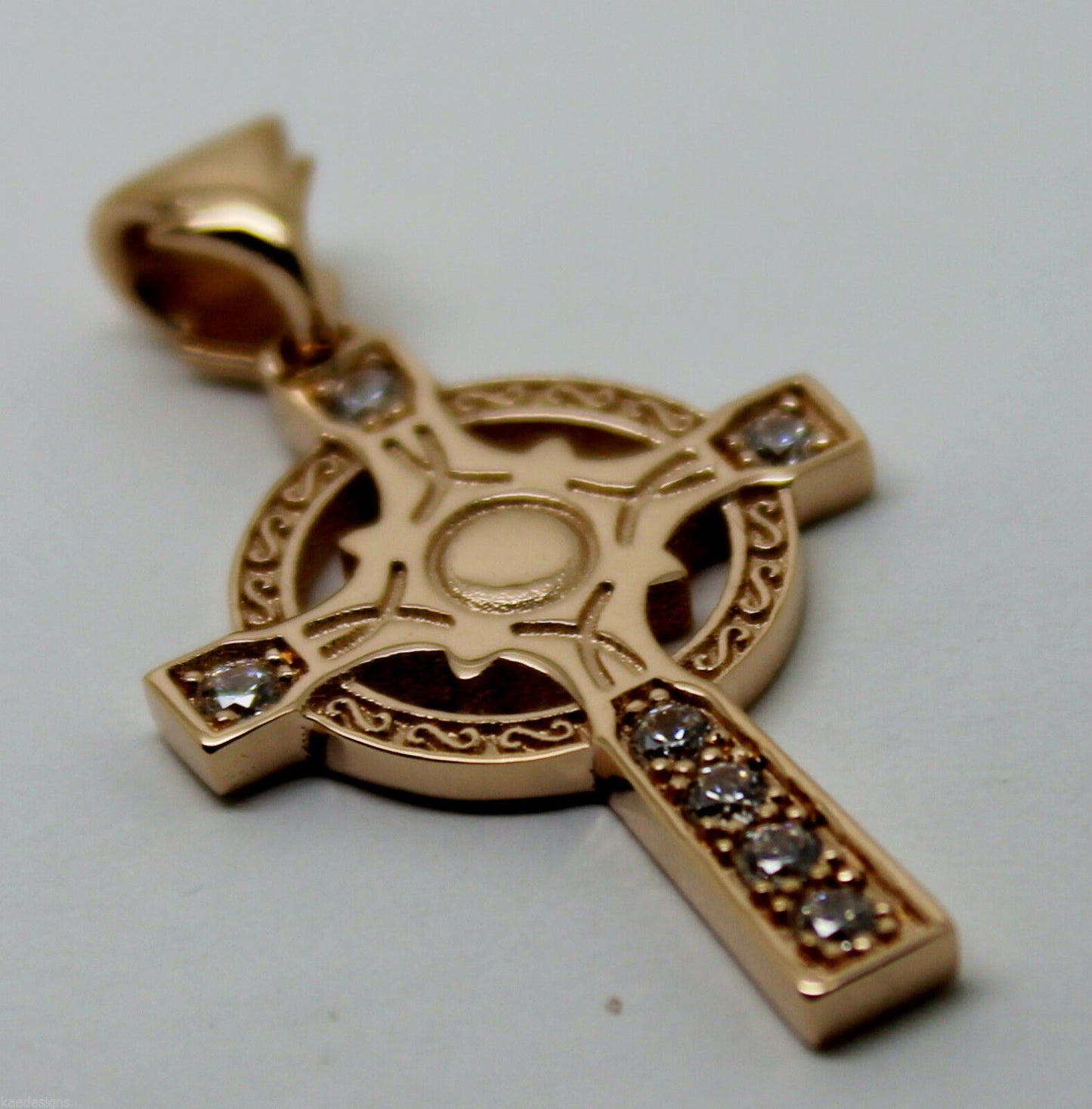 Kaedesigns, 9ct Yellow Or Rose Or White Gold Celtic Cross Pendant With Stones