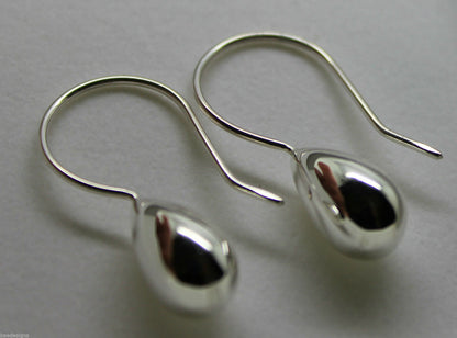 Genuine 925 Sterling Silver Teardrop Tear Drop Hook Earrings