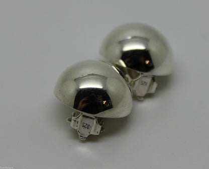 Genuine New Sterling Silver 925 Half 16mm Ball Round Earrings Clip-ons