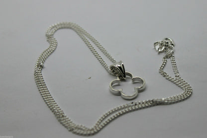 Genuine Sterling Silver 925,  Four Leaf Clover Pendant & Sterling Silver Chain