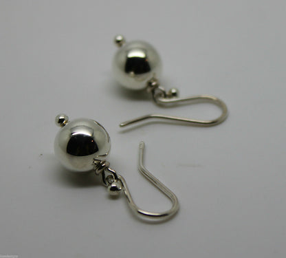 Genuine Sterling Silver 10mm Wide Ball Hook Earrings