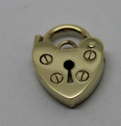 Genuine Small 9.5mm 9ct Yellow Gold Screw Heart Pendant Padlock