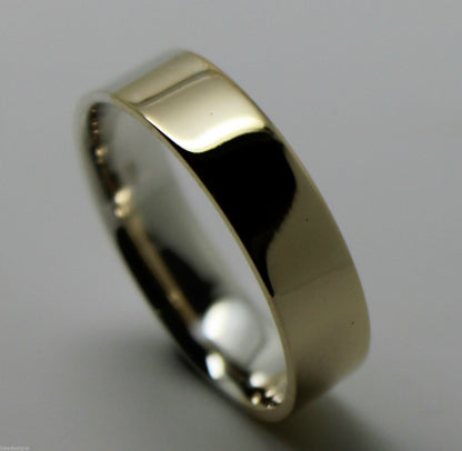 Genuine 9ct Yellow Gold & Sterling Silver 6mm Band Ring Size X