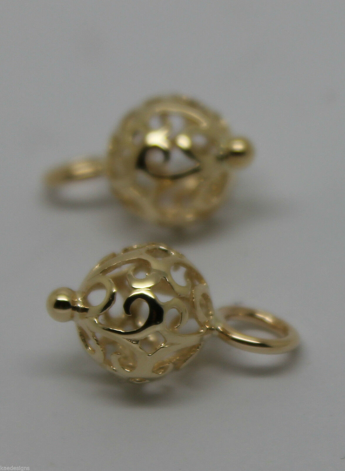 Genuine 9k 9ct Yellow, Rose or White Gold 10mm Filigree Flower Balls Charm Earrings