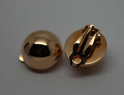 Kaedesigns New Genuine New 9ct Rose, Yellow Or White Gold Clip On 16mm Half Ball Earrings