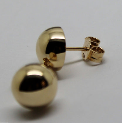 Genuine 9ct 9K Solid Yellow, Rose or White Gold 10mm Stud Half Ball Earrings