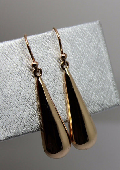 Kaedesigns Genuine 9ct 9kt Solid Yellow, Rose or White Gold Half Teardrop Hook Earrings