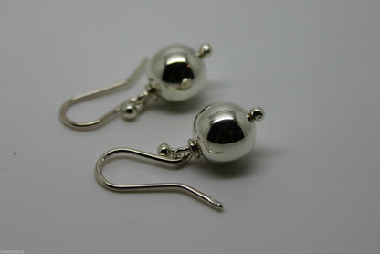 Genuine Sterling Silver 10mm Wide Ball Hook Earrings