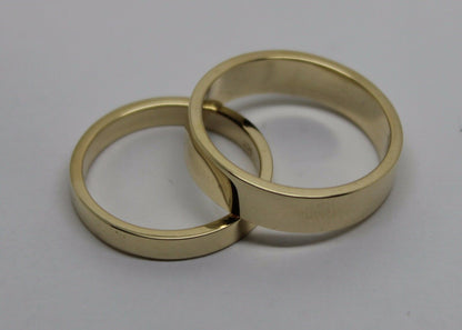 Genuine His & Hers Set Solid 9ct 9K Yellow Gold Flat Plain Wedding Bands Couple Rings