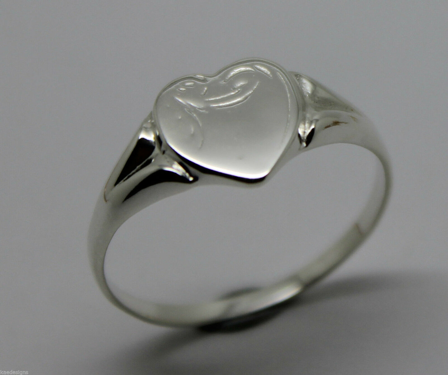 Size K Kaedesigns, New Genuine Large Sterling Silver Heart Signet Ring 265