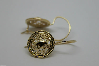 Kaedesigns, 9ct Yellow, White, Or Rose Gold Filigree Round Shepard Hook Earrings