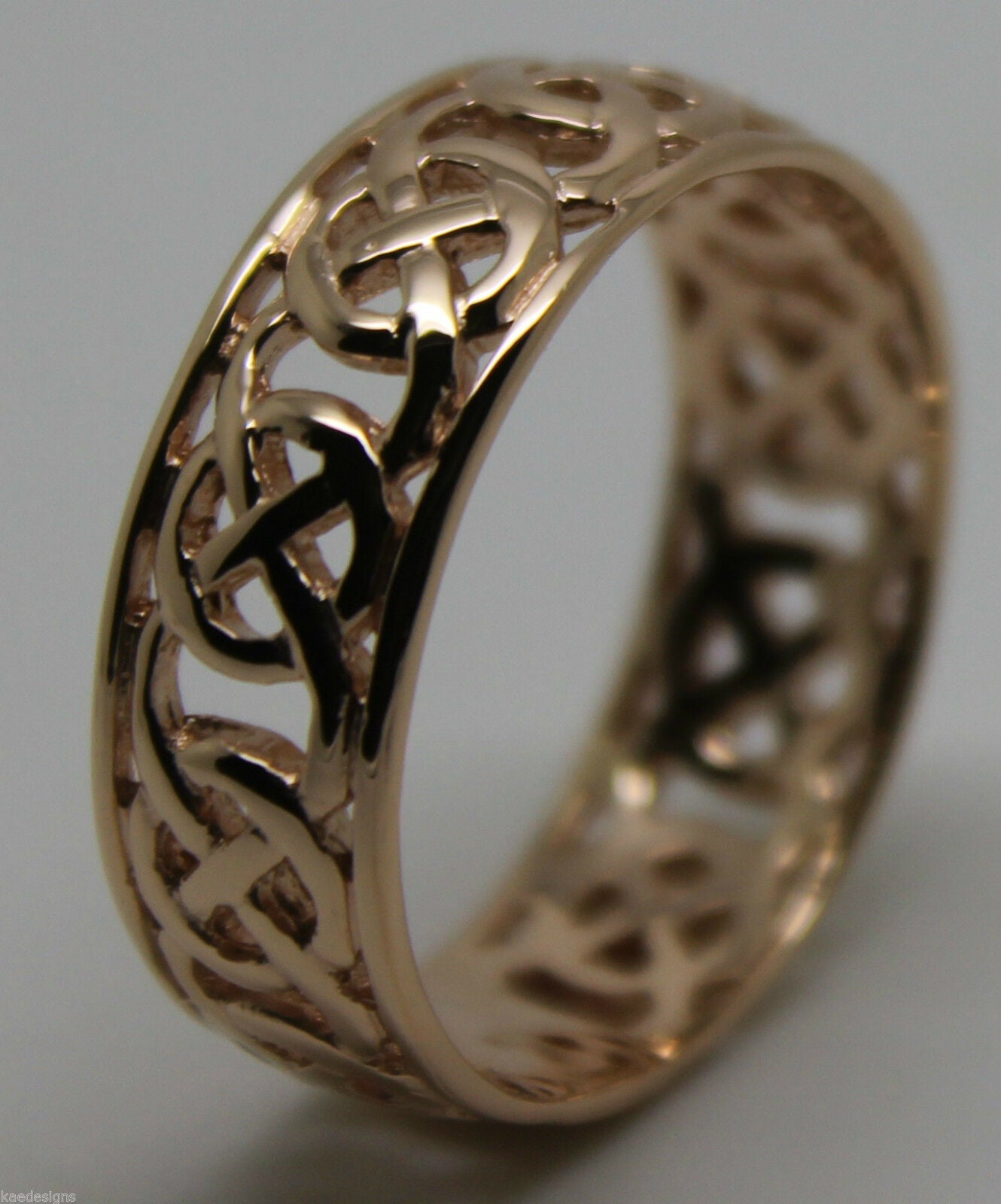 Genuine 9ct 9k Solid Yellow, Rose Or White Gold Large Celtic Ring In Your Size 223