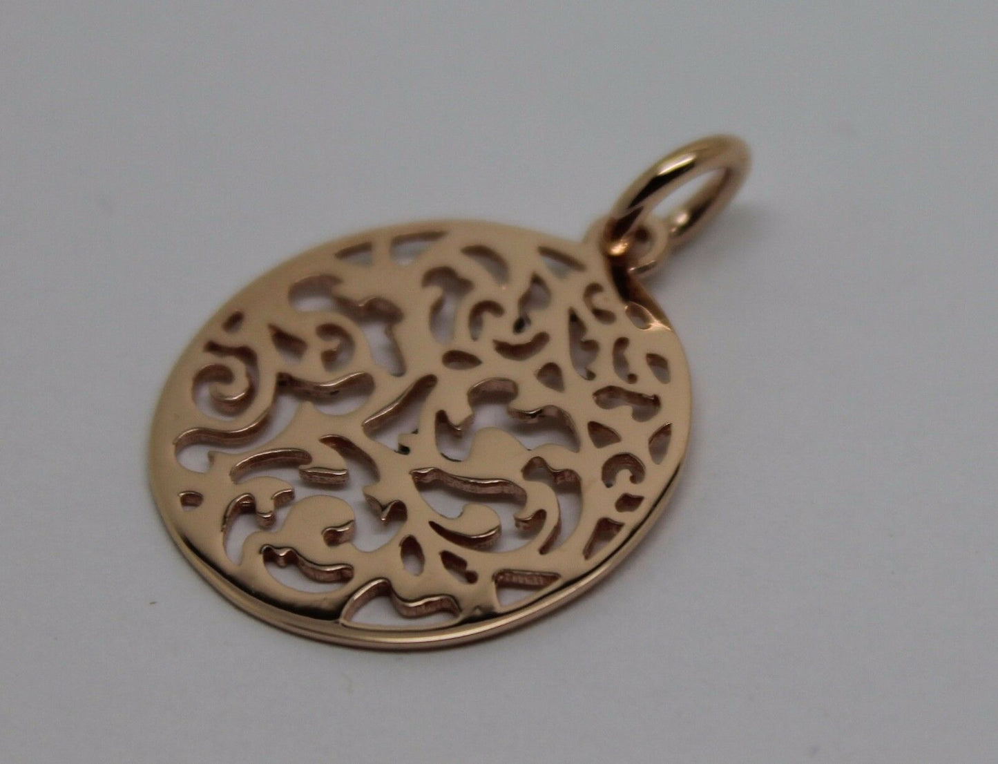 Genuine Solid 9ct 9kt Yellow, White Or Rose Gold Round Filigree Pendant