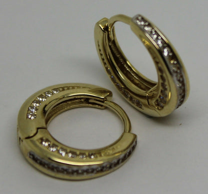 Kaedesigns,Genuine New 9ct Yellow Gold Hoop Cz Earrings