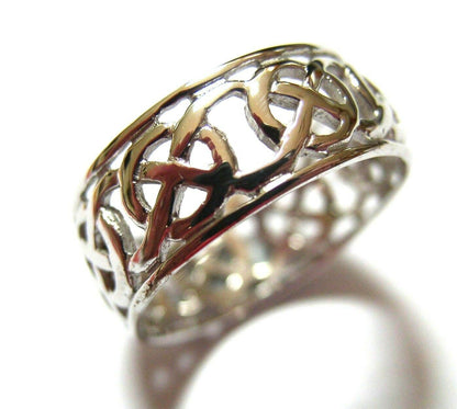 Genuine 9ct 9k Solid Yellow, Rose Or White Gold Large Celtic Ring In Your Size 223