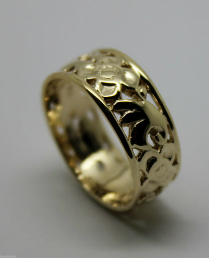 Size M - Kaedesigns, New Genuine  Solid 9ct 9K Yellow, Rose and White Gold Filigree Ring 275A