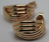 Kaedesigns New Heavy 9ct 9K Solid Yellow, Rose or White Gold Stud Ridged Earrings