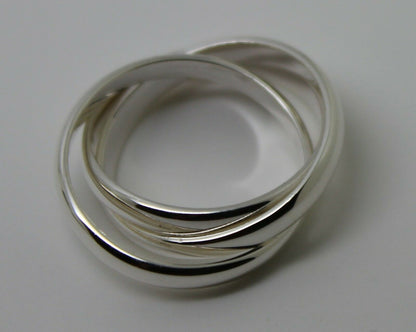 Sterling Silver Size O 1/2 Russian Wedding Band Ring, 3mm wide x 3 bands