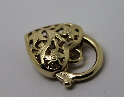 Kaedesigns New Genuine 18ct 15mm Yellow, Rose or White Gold Filigree Heart Pendant Padlock