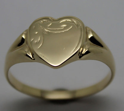 Kaedesigns New Size R Genuine Large 9ct Yellow, Rose or White Gold Heart Signet Ring