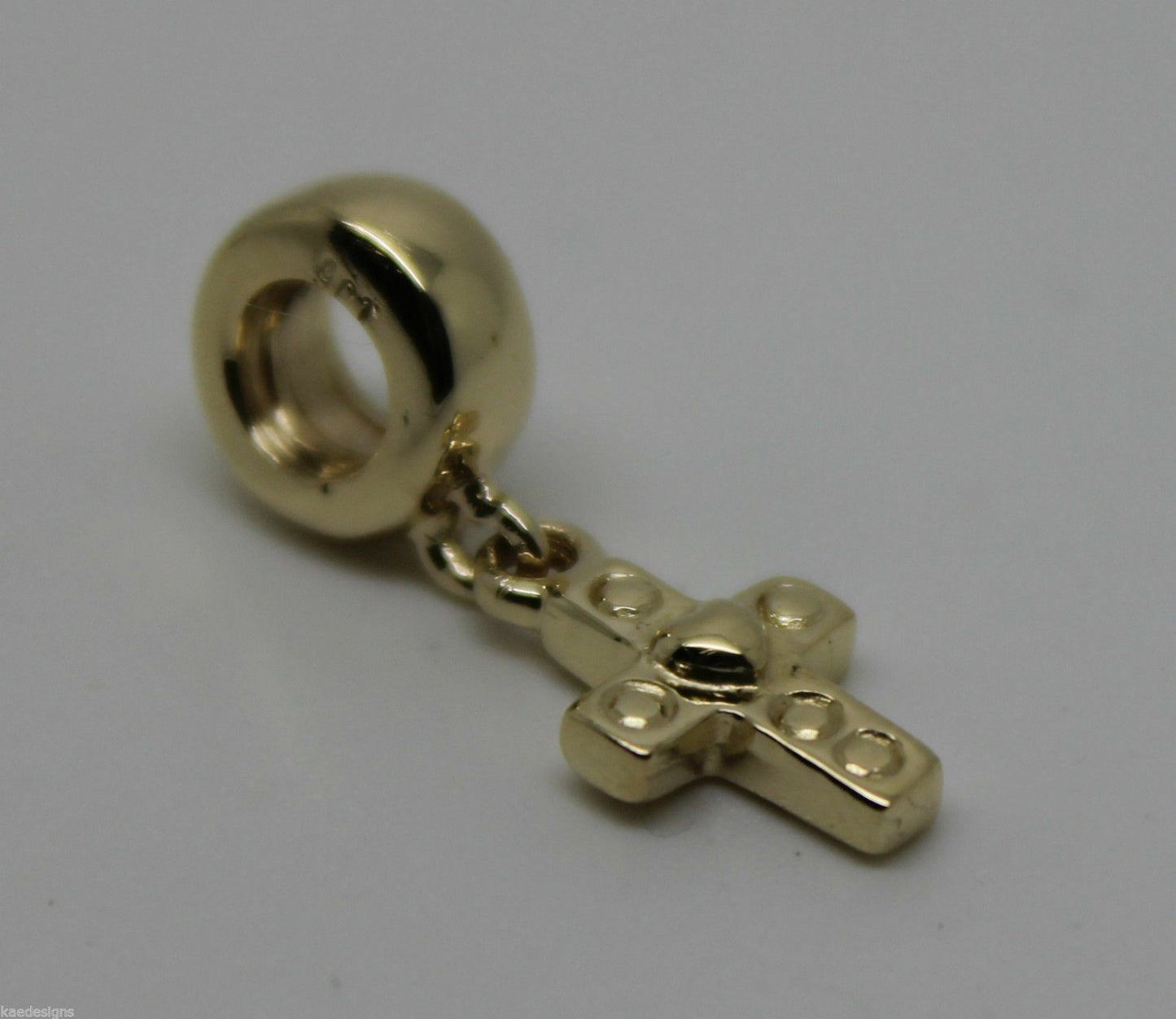 Genuine 9ct Yellow or Rose or White Gold or Silver Cross bead for charm bracelet