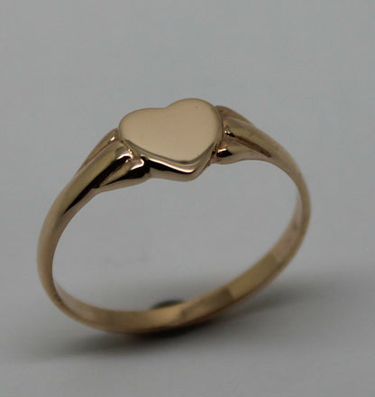 Kaedesigns, New Genuine New Solid 9ct Yellow, Rose or White Gold Heart Signet Ring Size S