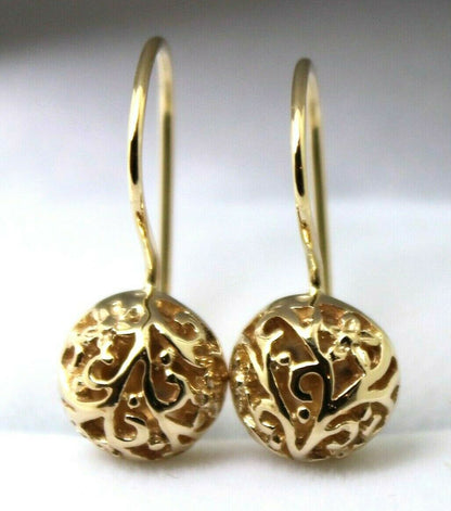 Genuine 9ct Yellow, Rose or White gold 10mm half ball filigree earrings