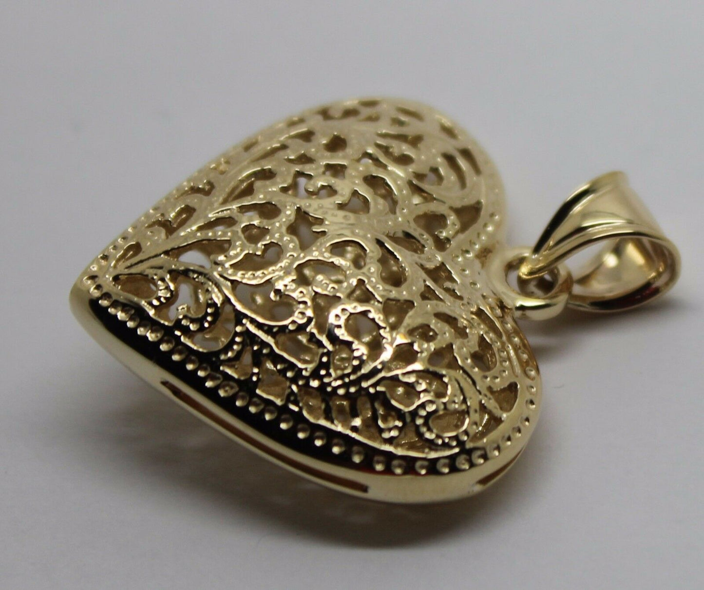 Kaedesigns New Genuine 9ct 9k Heavy Large, Rose or White Yellow Gold Filigree Heart Pendant