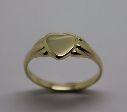 Genuine New Size J Child'S Solid 9ct 9k Yellow, Rose or White Gold Heart Signet Ring