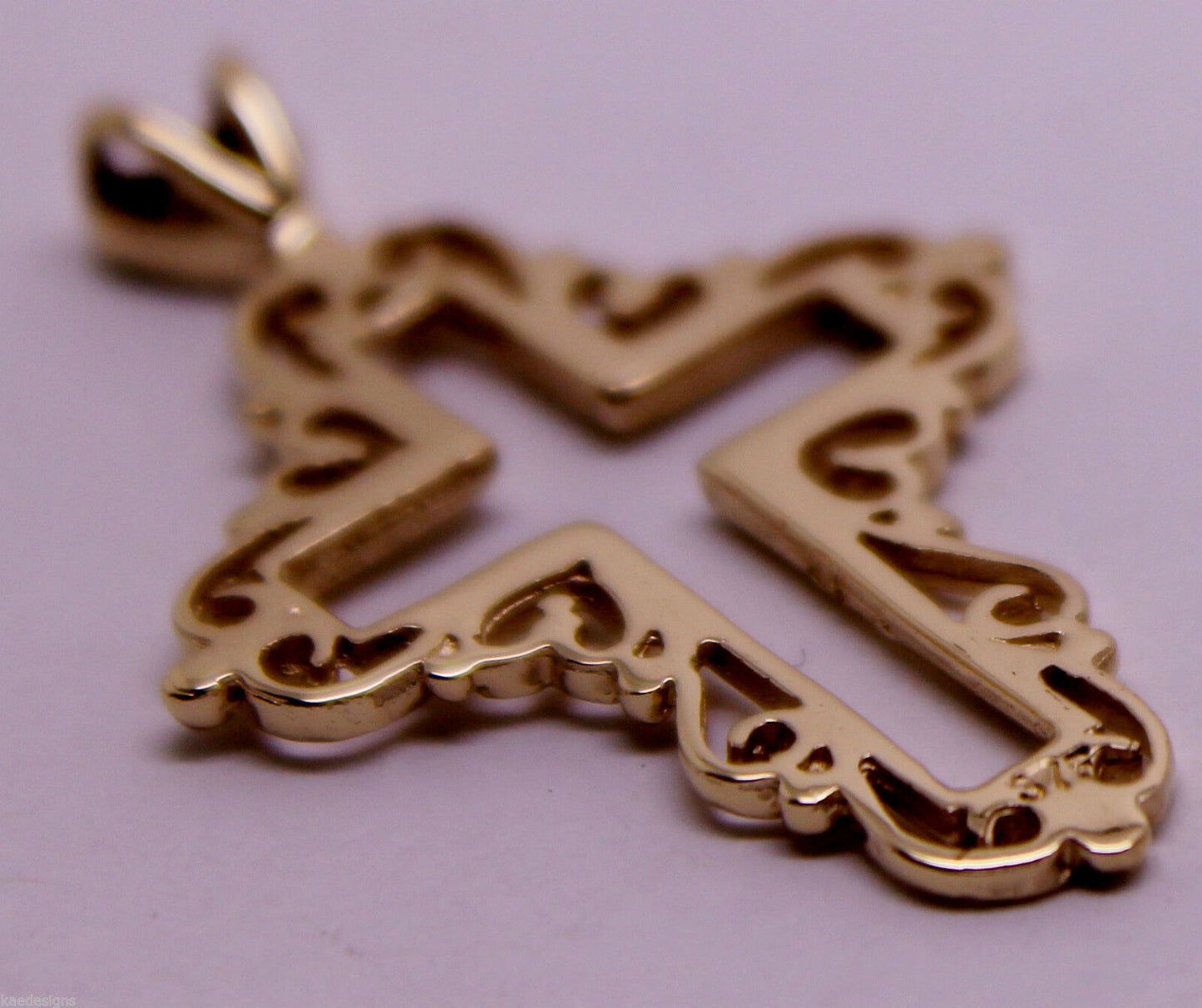 Kaedesigns, New 9ct Yellow Or Rose Or White Gold 375 Filigree Heart Cross Pendant