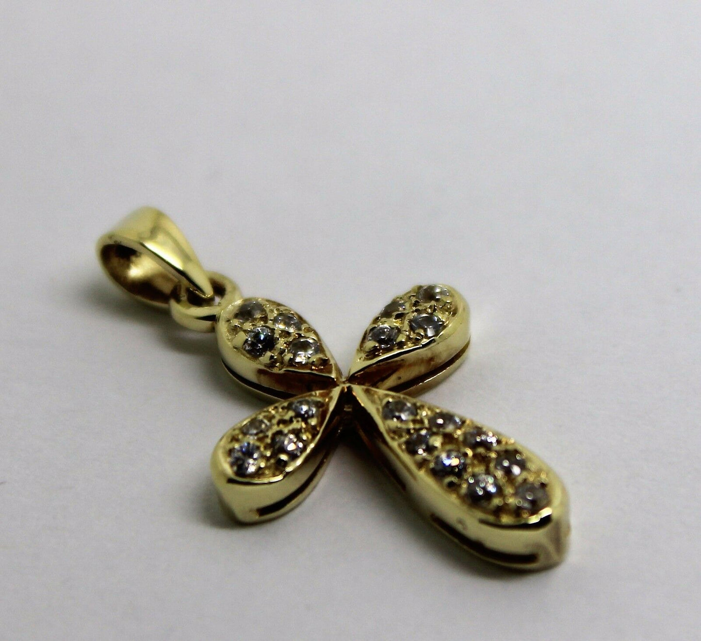 Genuine 9ct Hallmarked 375 Yellow Gold Cubic Cross Pendant