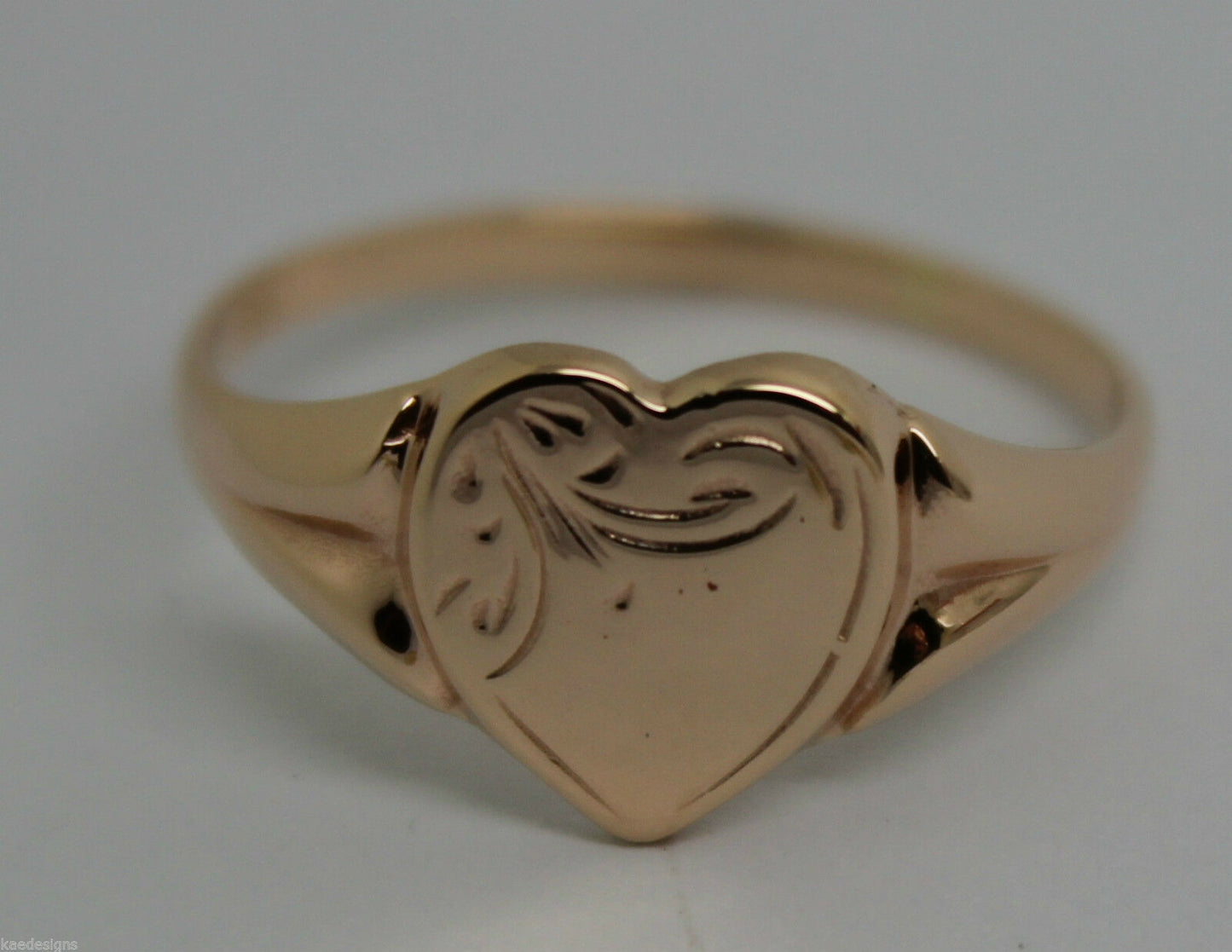 Kaedesigns New Size K Genuine  Solid New 9ct 9k Yellow, Rose or White Gold Heart Signet Ring 265