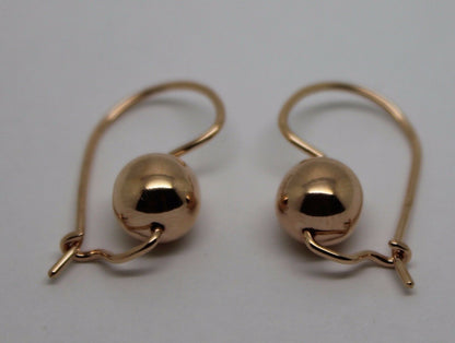 Kaedesigns New Genuine 9ct Yellow, Rose or White Gold 8mm Plain Ball Drop Earrings