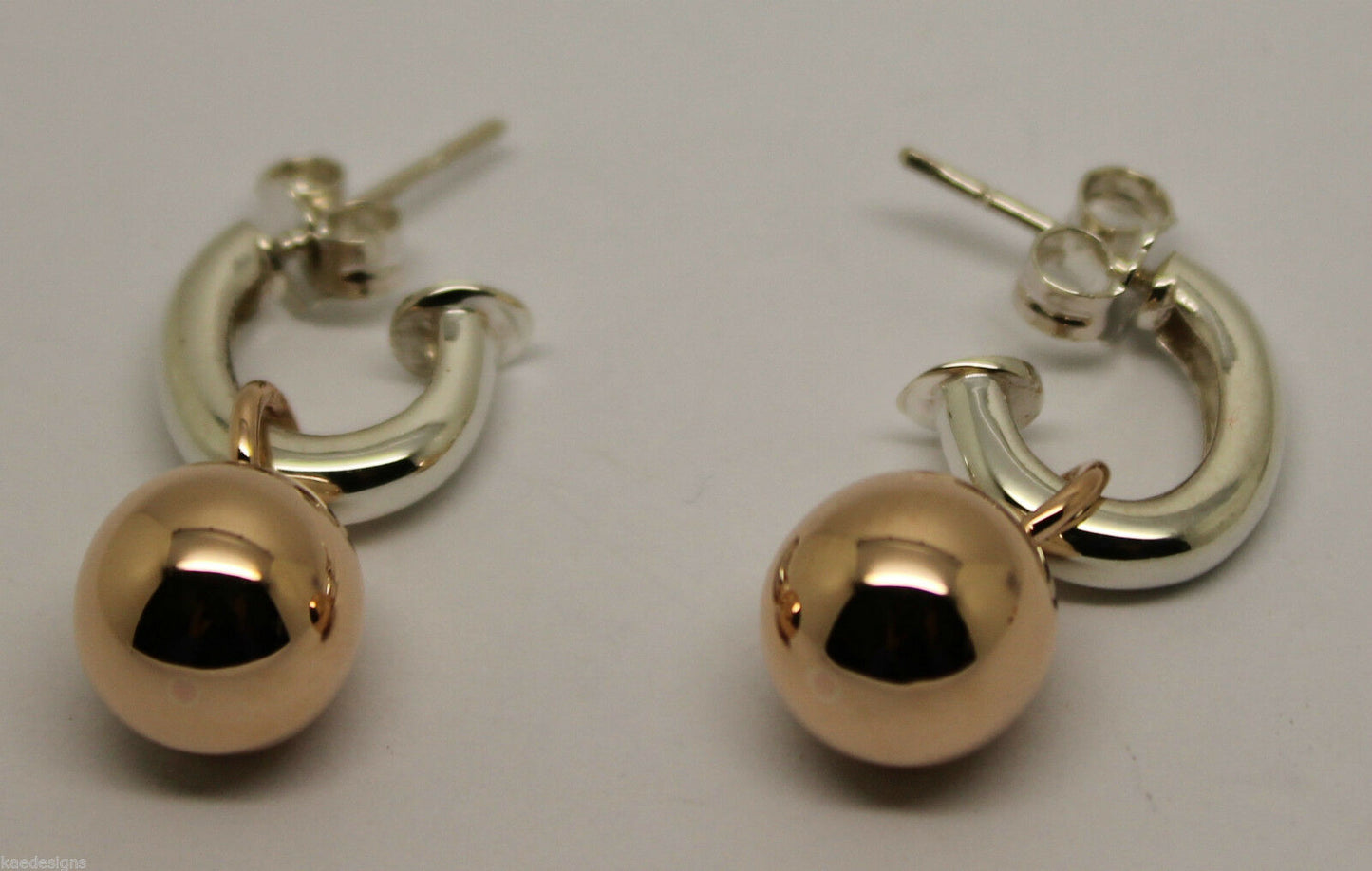 Kaedesigns New 10mm 9ct Rose Gold & Sterling Silver Ball Stud Earrings