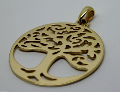 Heavy Solid 9ct Yellow Or Rose Or White Gold Large Tree Of Life Large Pendant