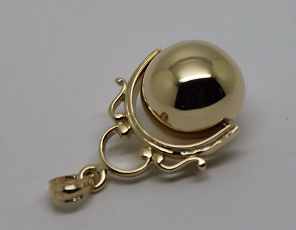 Kaedesigns New 9ct Solid Yellow, Rose or White Gold Euro 14mm Ball Spinner Pendant