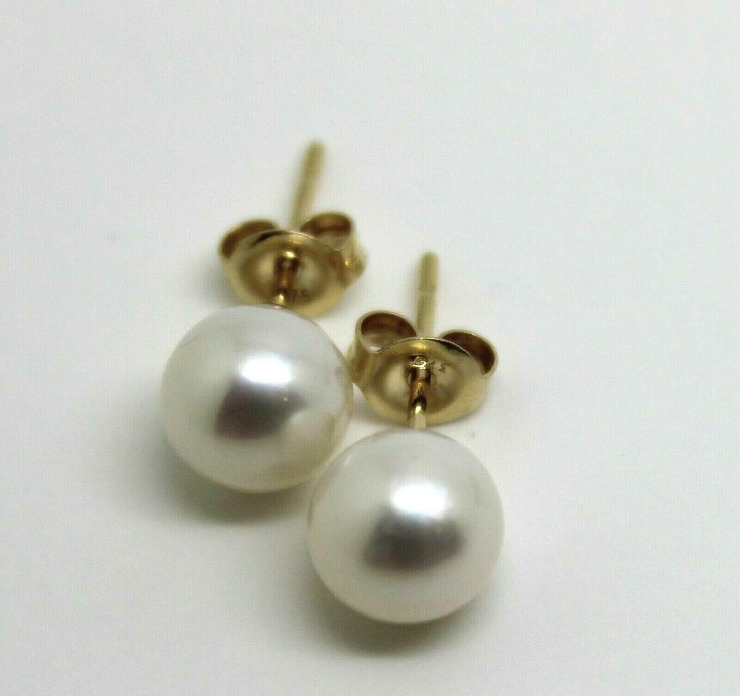 9ct Yellow Gold 7mm White Pearl Ball Stud Earrings