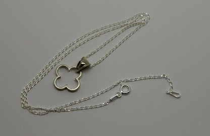 Sterling Silver 925 40cm Necklace & Small Four Leaf Clover Pendant + Chain