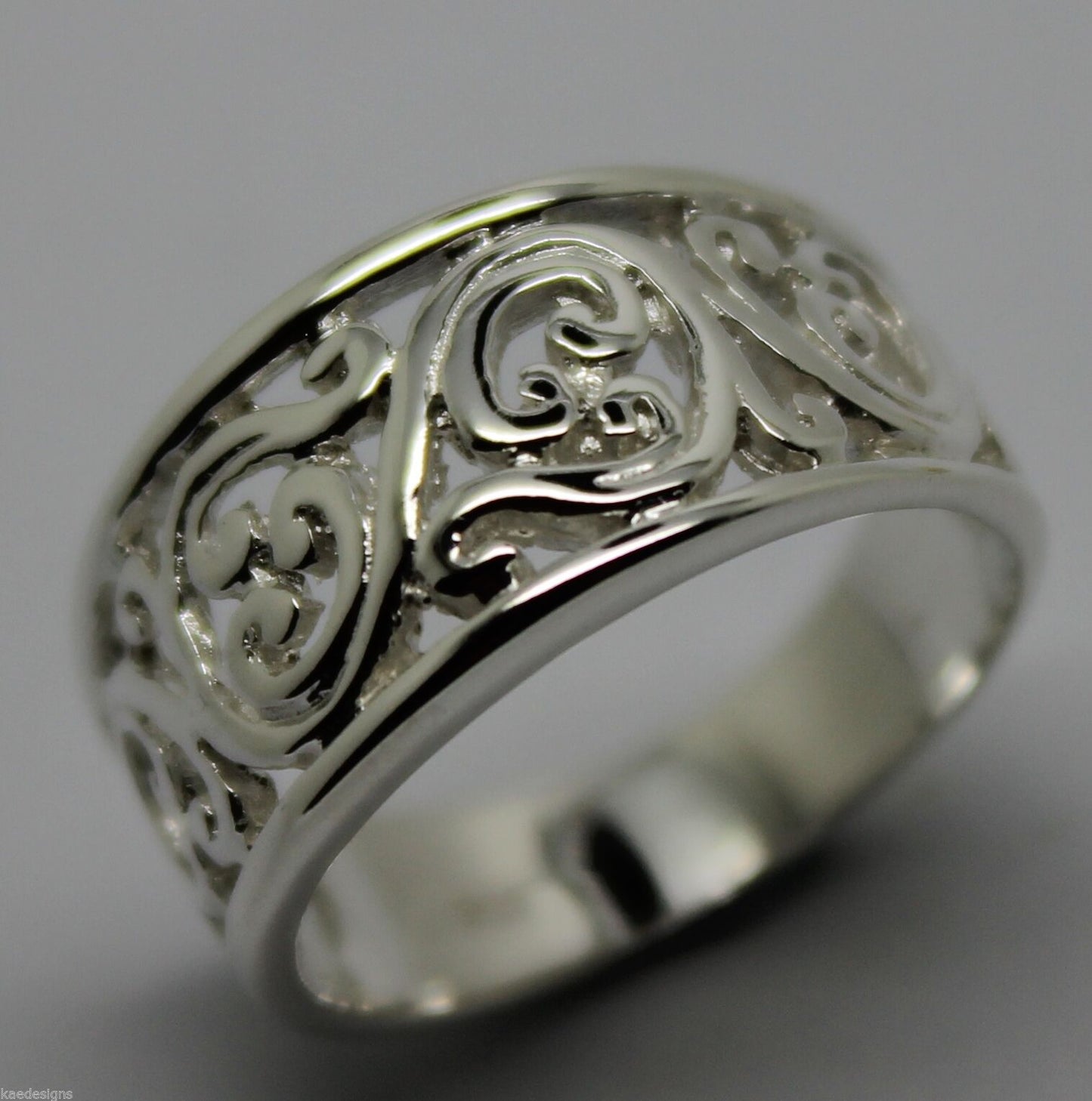 Kaedesigns, New Genuine Sterling Silver 925 Filigree Swirl Ring * Choose your size