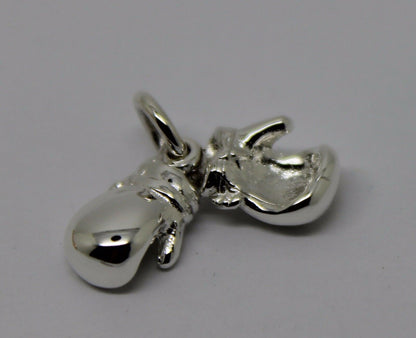 Small 925 Sterling Silver Boxing Gloves One Pair Pendant or Charm 12mm x 6mm