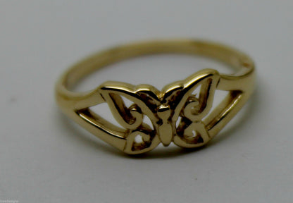 Genuine Solid 9ct 9k White Or Rose Or Yellow Gold Butterfly Ring 217 Choose Size